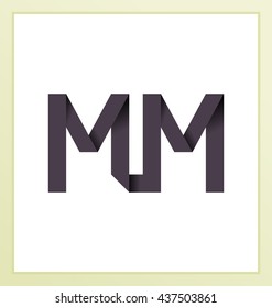 minimalist and modern two letter composition for initial, logo or signature started by M letter