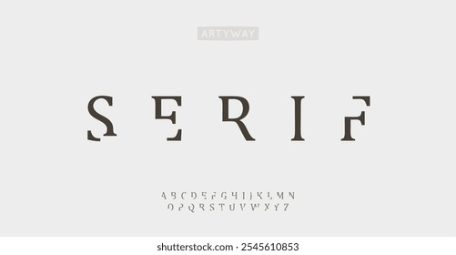 Mínimo tipografia moderna, letras serif futuristas, elegante refinado estilo de recorte para marca de luxo, logotipo de estúdio criativo, sinalização gráfica elegante, tipografia de manchete intemporal. Tipo de vetor.