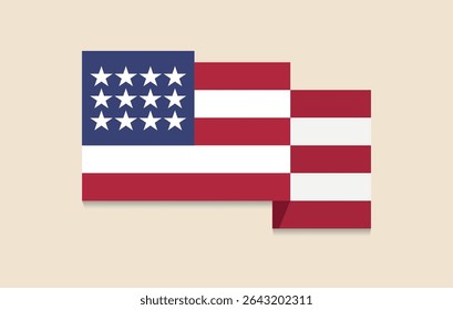 Minimalist Modern USA Flag Illustration. Flat American Flag Design. Editable file