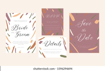 Minimalist modern Wedding Invitation. Modern Wedding Invitation with Brushstroke Details, Painted Wedding Invitation, Abstract Wedding Invitation