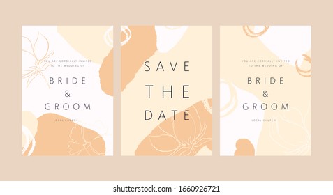 Minimalist modern wedding invitation with Fresh Flora & Abstract Shapes is a collection of hand drawn. Can be beautiful compositions, patterns, instagram highlight covers, and products