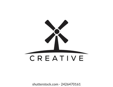 Minimalist and Modern windmill logo design vector template