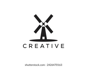 Minimalist and Modern windmill logo design vector template