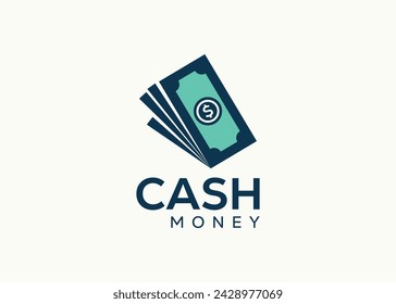 Plantilla de vector de diseño de logotipo de dinero minimalista. Dinero en efectivo para el vector de financiación de negocios. Logotipo de inversión monetaria