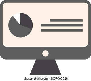 Minimalist Monitor With Diagram - Amazing vector illustration of a computers monitor with graphic suitable for design assets, decoration, clip art, animation, apps, website and illustration in general