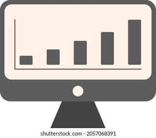 Minimalist Monitor With Diagram - Amazing vector illustration of a computers monitor with graphic suitable for design assets, decoration, clip art, animation, apps, website and illustration in general