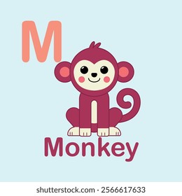 Minimalist Monkey Illustration for Kids Alphabet