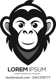 a minimalist Monkey logo vector art illustration with a Monkey icon logo