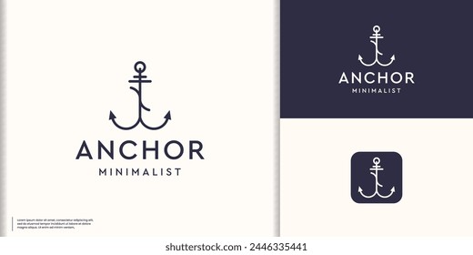 Minimalistische Mono-Linie Einfache Anker-Logo für Boat Ship Marine Nautical Logo Design Vektorgrafik