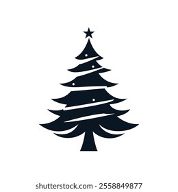 Minimalist Monochromatic Christmas Tree Silhouette with Star  