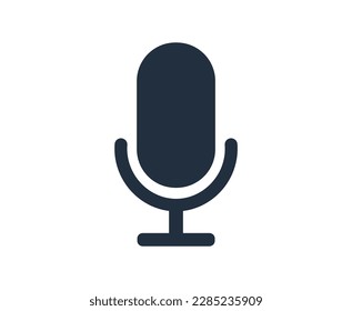 Minimalist Monochromatic Microphone Symbol.  Vector Illustration.
