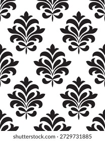 Patrón de jardín monocromo minimalista con motivos artísticos de hojas y pergaminos