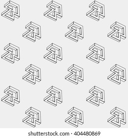 Minimalist monochrome geometric pattern, texture impossible shapes