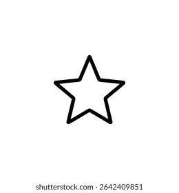 Minimalist monochrome line art of a five-pointed star, representing award, rating, or achievement. Vector graphic, isolated on white, suitable for an icon set.