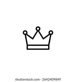 Minimalist monochrome line art of a simple crown silhouette, symbolizing royalty, king, queen, or victory. Vector graphic, isolated on white, part of an icon series.