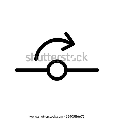 Minimalist monochrome line icon for a version control commit, symbolizing a save point or action on a project timeline.