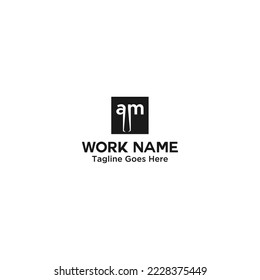Am minimalist monochrome logo design with square and letters