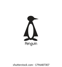 Minimalist and monochrome logo design. Vector silhouette of a penguin. Very charming for the identity of a fashion company, maritime, and others.