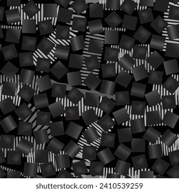 Patrón monocromo minimalista. Resumen de textura de impresión a la moda con formas geométricas y líneas de rayas. Plantilla vectorial elegante artística para un diseño de fondo sin fisuras.