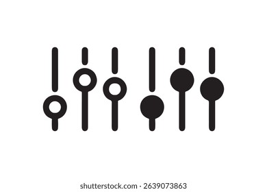 Minimalist monochrome sound mixer with black circular knobs on white background.