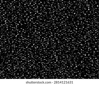 Minimalist monochrome vector pattern featuring dense horizontal glitch distortion dots, asphalt stipple effect, and dark television static surface texture