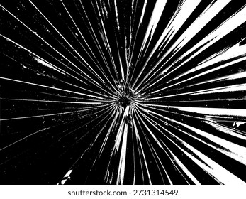 Vector monocromático minimalista de la estructura de la vena de la hoja radial. Audaz silueta de alto contraste de patrón de hoja de palma para diseños de naturaleza modernos y enérgicos.