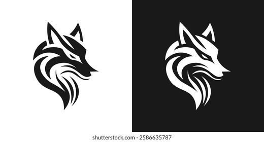 Minimalist monochrome wolf head logo