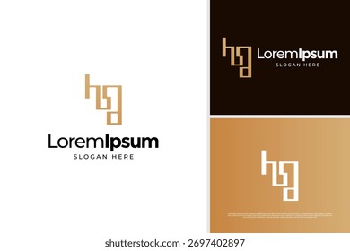 Minimalist monogram badge logo design template