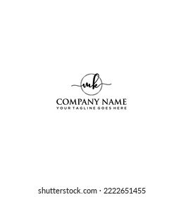 Minimalist monogram logo design with elegant script font in circle frame