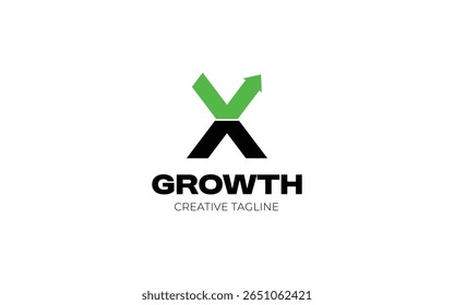 logotipo de monograma minimalista com letra X e seta para cima para crescimento, investimento e logotipo financeiro