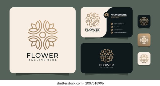 Minimalist monogram luxury flower nature floral logo design. Logo can be used for icon, brand, identity, spa, decoration, yoga, salon, and health