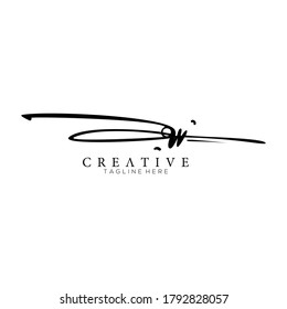 Minimalist Monogram Signature Letter W Logo Design