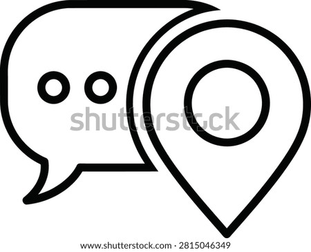 Minimalist Monoline Icon of a Location Pin Combined With a Chat Bubble for Local Messaging and Social Navigation