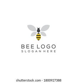 minimalist monoline line art bee icon logo template vector illustration