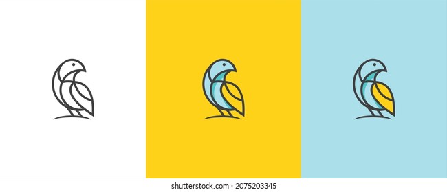 minimalist monoline line art bird logo design vector