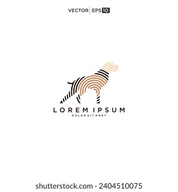 minimalist monoline line art outline dog  icon logo template vector illustration