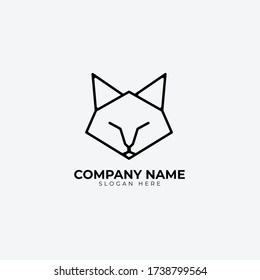 minimalist monoline lineart outline cat icon logo template vector illustration