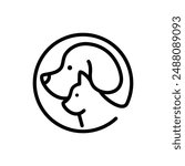 minimalist monoline lineart outline dog cat icon logo template vector