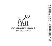 minimalist monoline lineart outline dog cat icon logo template vector illustration
