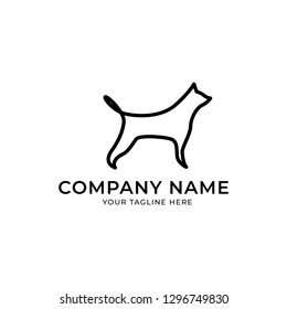 minimalist monoline lineart outline dog logo template vector illustration - Vector