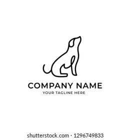 minimalist monoline lineart outline dog logo template vector illustration - Vector