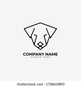 minimalist monoline lineart outline dog icon logo template vector illustration