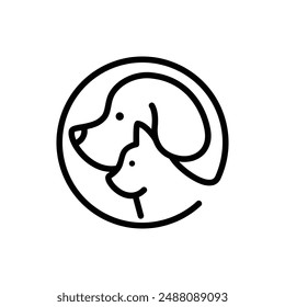 minimalist monoline lineart outline dog cat icon logo template vector