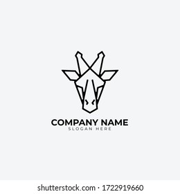 minimalist monoline lineart outline giraffe icon logo template vector illustration