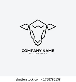 minimalist monoline lineart outline sheep icon logo template vector illustration