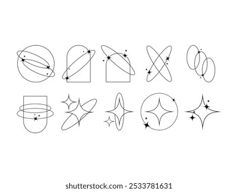 Minimalist Monoline Shape Element Set 