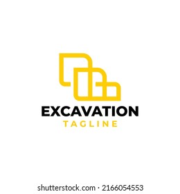 Minimalist monoline style logo concept for excavation or excavator