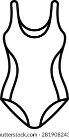 Minimalist monoline swimsuit icon for summer fashion design.