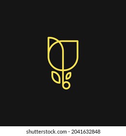 minimalist monoline vector logo rose