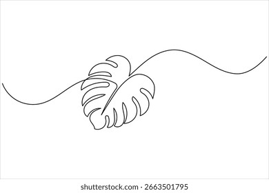 Minimalista monstera folha contínua um desenho de linha em estilo de contorno, perfeito para design moderno e decoração